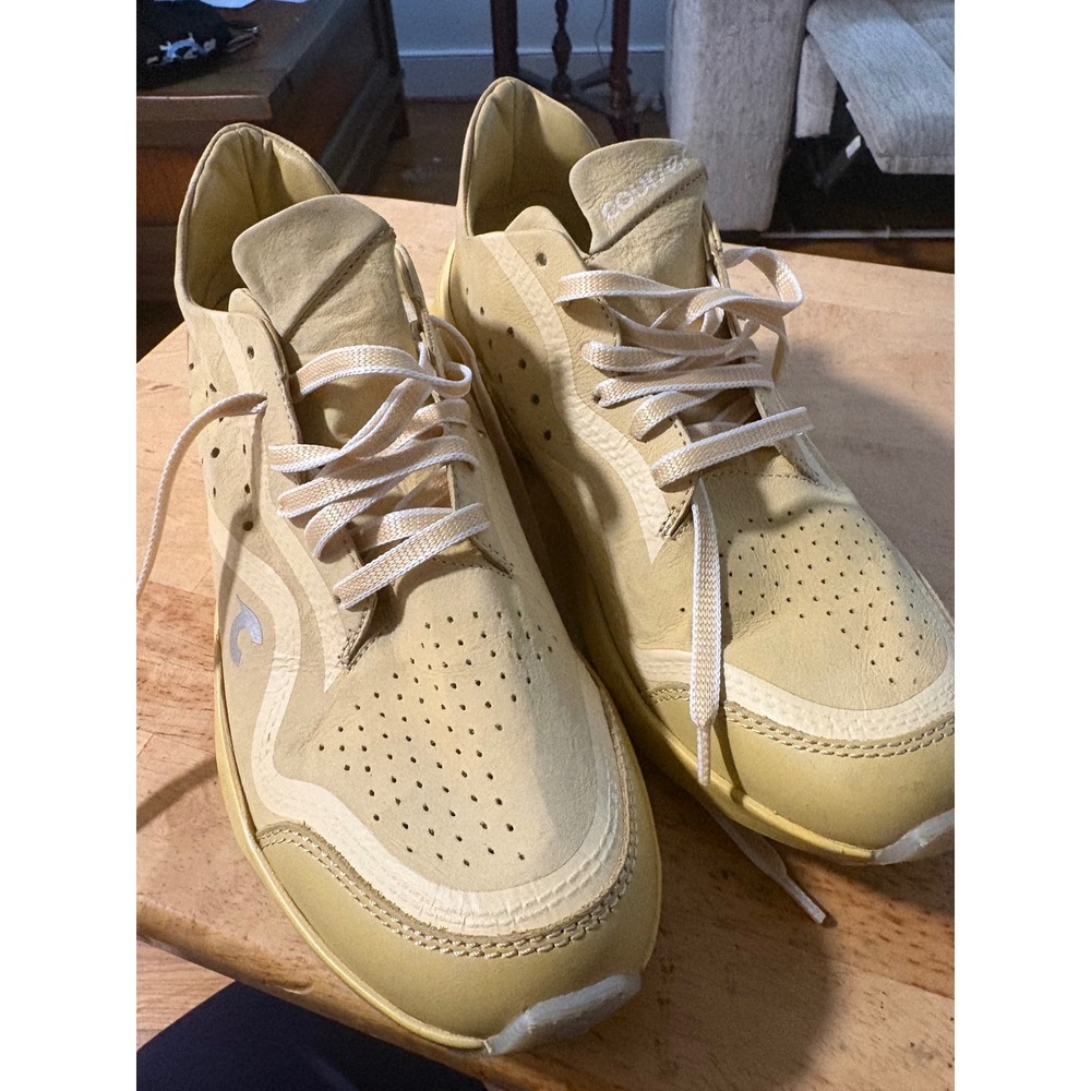 Courser Womens Luxury Leather Performance Sneakers Yellow Made in Italy Low Top